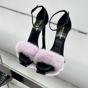 Beautiful Saint Laurent Paris Women's Black and Pink Sandals